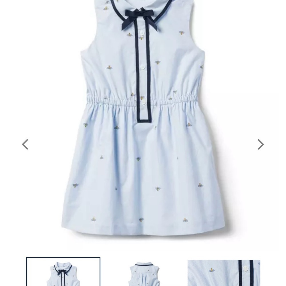 Janie and Jack Light Blue Dress with Navy Trim